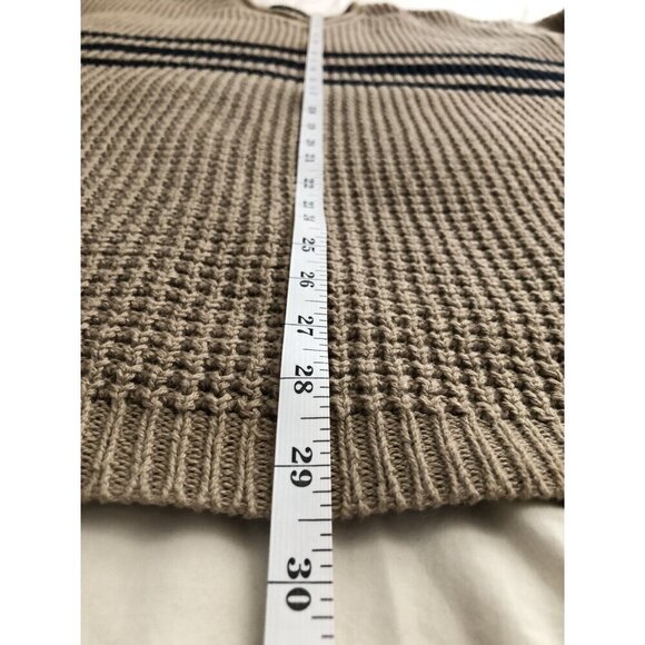 Vintage Rue 21 Beige V-Neck Sweater With Black Stripes Men XL Ramie Grandpa y2k - Picture 6 of 6